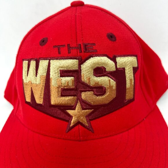 Vintage Adidas NBA Allstar Game LA The West Fitted Hat Cap Red M Embroidered GUC - Picture 2 of 8